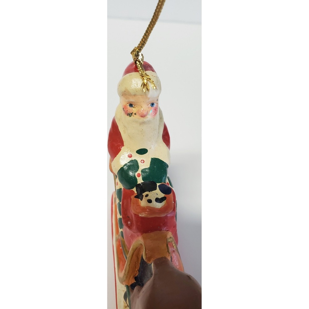 VTG House of Hatten HOH Christmas Ornament Resin 1994 Santa Sleigh Toys w/Hanger - Picture 6 of 10